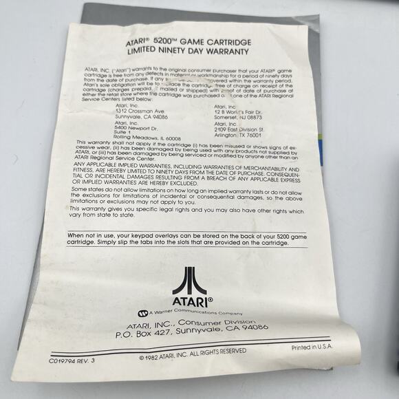 Centipede (Atari 5200, 1982) CIB And Tested W/ Overlays On Shelf - Picture 7 of 12